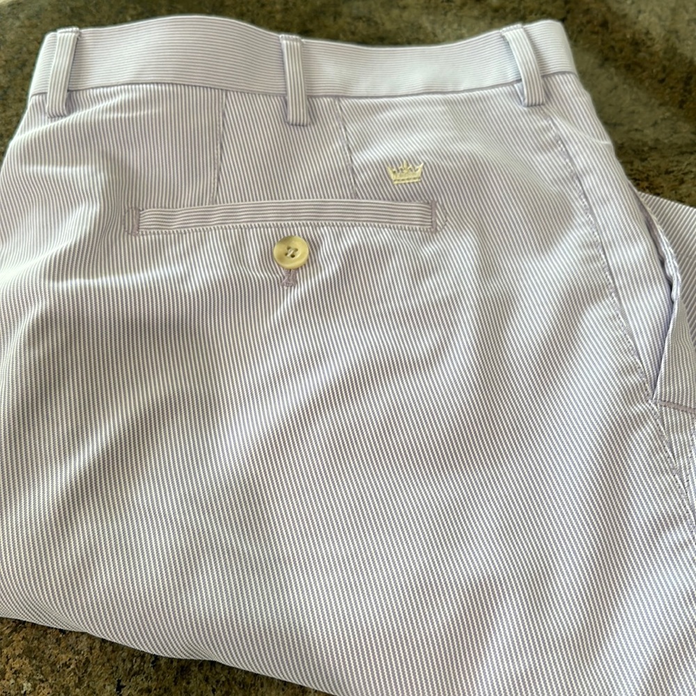 Men's Peter Millar purple and white ticking, stripe crown sport short size 40
